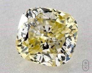This cushion modified cut 0.45 carat Fancy Yellow color si2 clarity has a diamond grading report from GIA